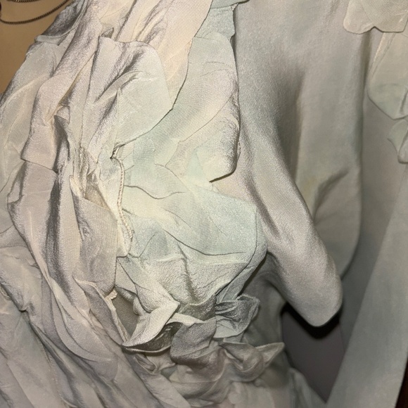 Women’s Vintage Garden Lawn Dress Silk Georgette ? Ruffles Midi Medium - Picture 3 of 8